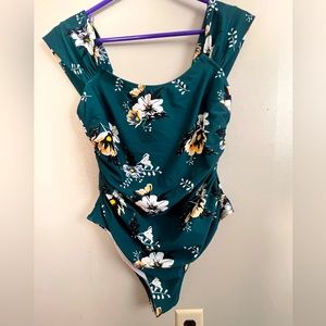 Floral one piece bathing suit